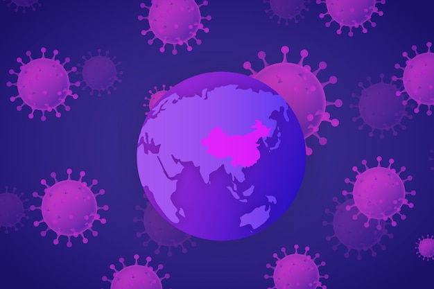 Gratis vector wereldbol met coronavirus