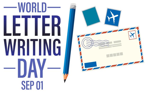 Wereldbrief schrijven dag posterontwerp