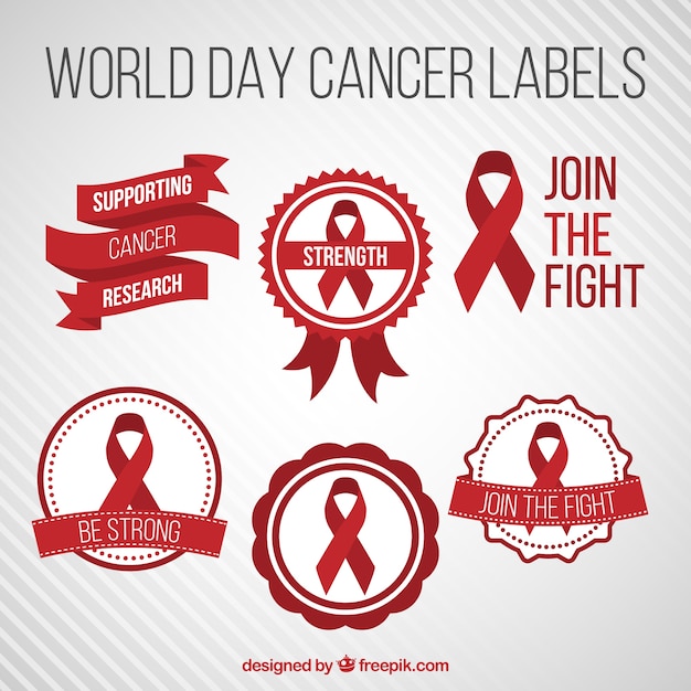 Gratis vector werelddag kanker etiketten