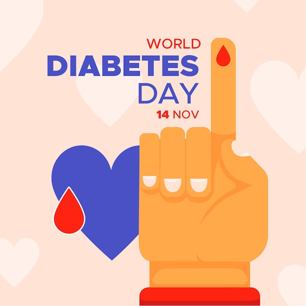 Gratis vector werelddiabetesdag in plat ontwerp