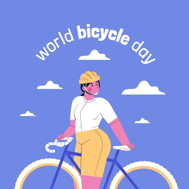 Gratis vector wereldfietsdag handgetekende vlakke afbeelding