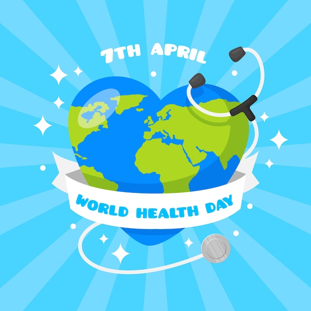 Wereldgezondheidsdag achtergrond in plat ontwerp