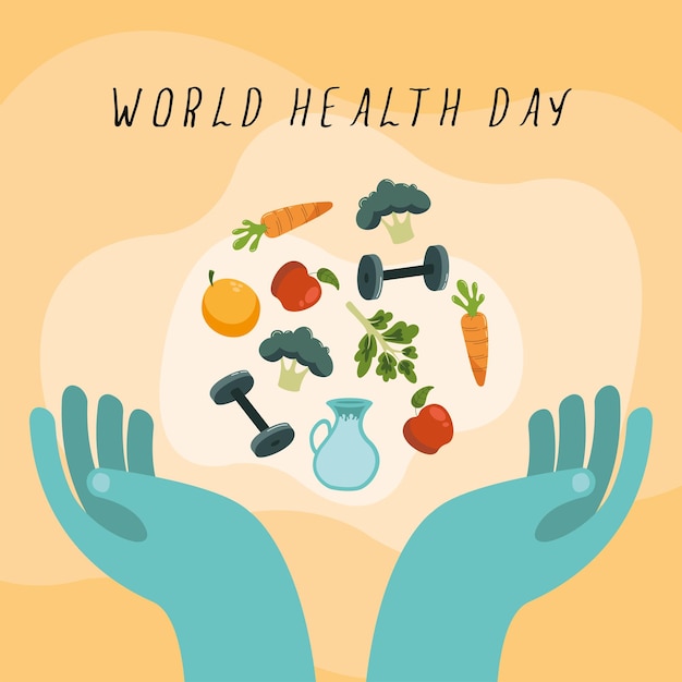 Wereldgezondheidsdag ansichtkaart met handen