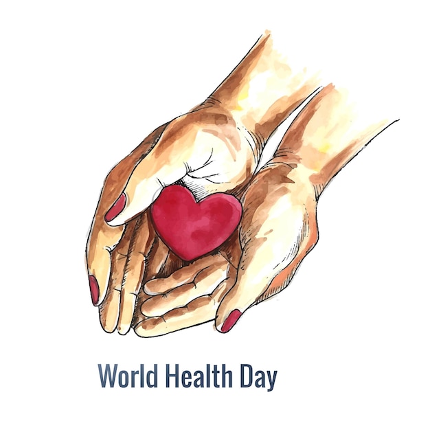 Wereldgezondheidsdag handen met hart achtergrond