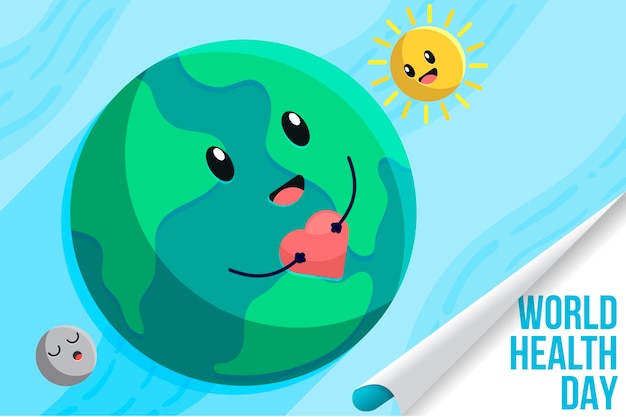 Wereldgezondheidsdag met planeet en maan