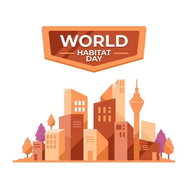 Gratis vector wereldhabitatdag in plat ontwerp