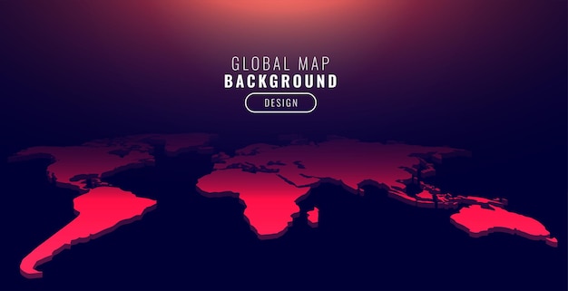 Gratis vector wereldkaart in perspectief rode achtergrond