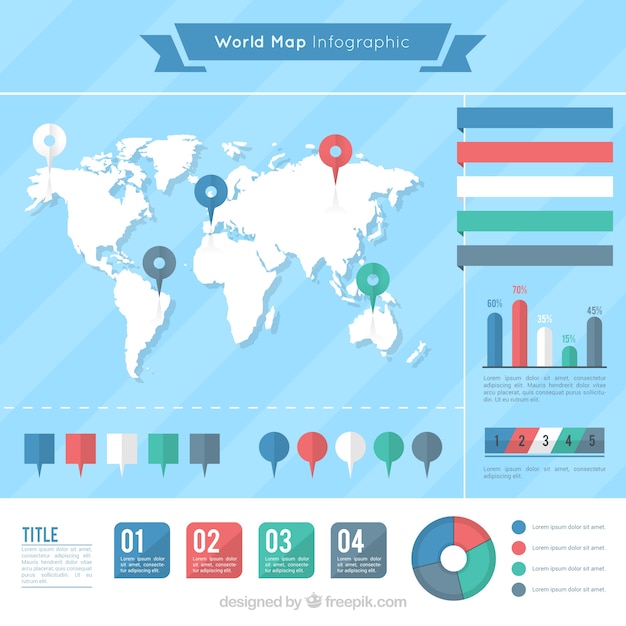 Gratis vector wereldkaart infographic