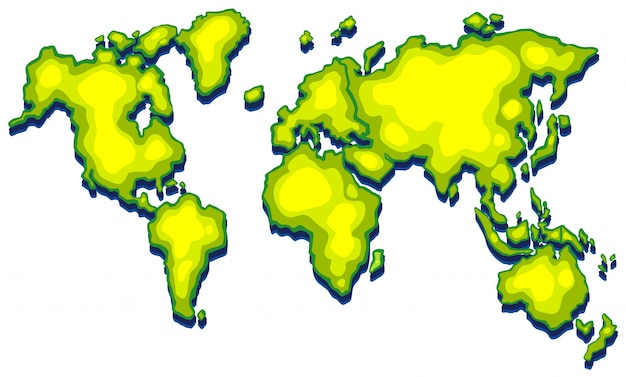 Wereldkaart met groen land op een witte achtergrond