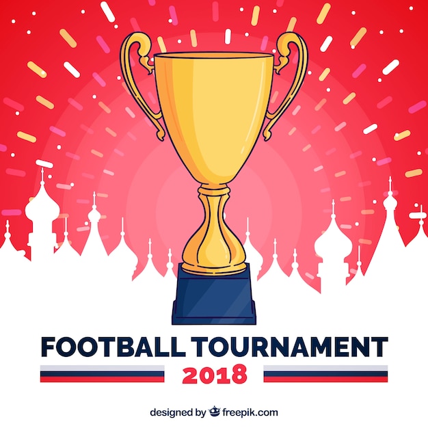 Gratis vector wereldkampioenschap voetbal achtergrond met trofee