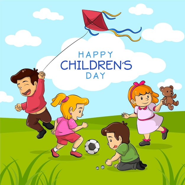 Wereldkinderen dag viering plat ontwerp