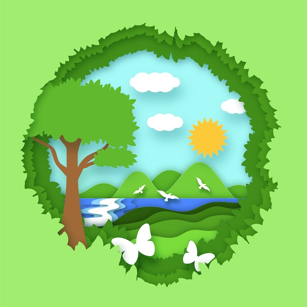 Gratis vector wereldmilieudag met de natuur