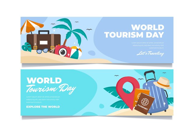 Wereldtoerisme dag banners set