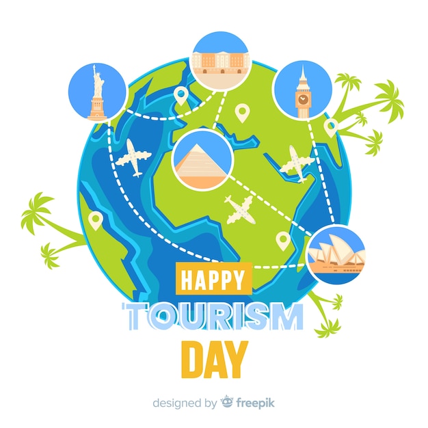 Gratis vector wereldtoerisme dag plat ontwerp