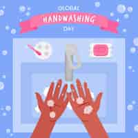 Gratis vector wereldwijd handwasdag evenement concept