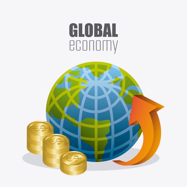 Gratis vector wereldwijde economie, geld en bedrijfsleven