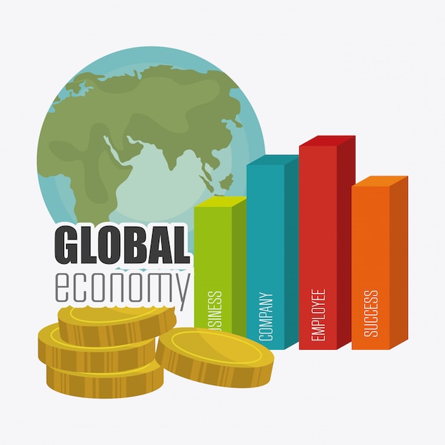 Gratis vector wereldwijde economie, geld en bedrijfsleven