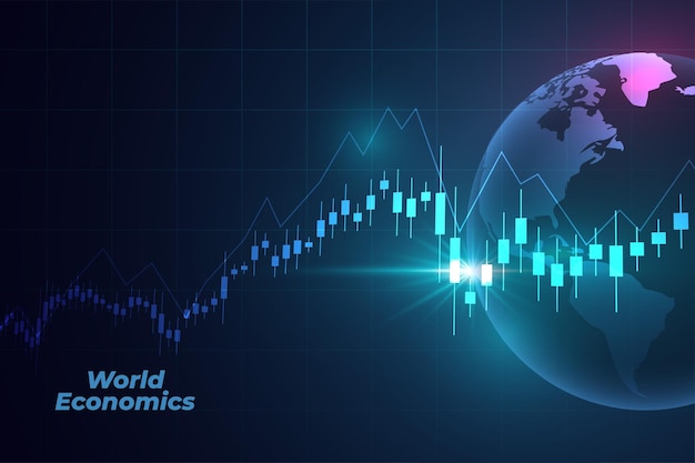 Gratis vector wereldwijde forex trading chart-achtergrond voor fonds- en vermogensbeheer