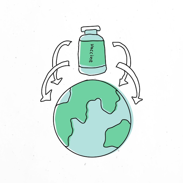 Wereldwijde vaccinatie doodle vectorillustratie