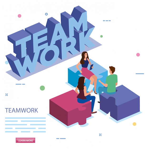 Gratis vector werk team in vergadering met raadselstukken