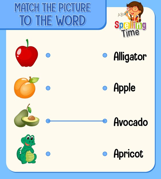 Werkblad voor het matchen van Word naar afbeelding voor kinderen