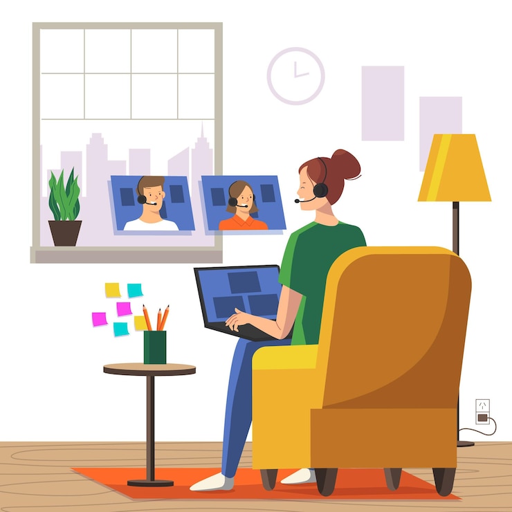 Gratis Vector werknemers werken vanuit huis concept
