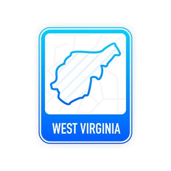 West virginia - amerikaanse staat. contourlijn in witte kleur op blauw bord. kaart van de verenigde staten van amerika. vector illustratie.