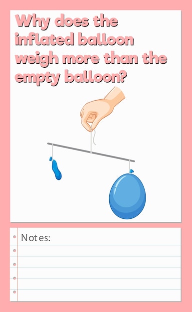 Gratis vector wetenschapsexperimentlogboek werkblad van opgeblazen ballon