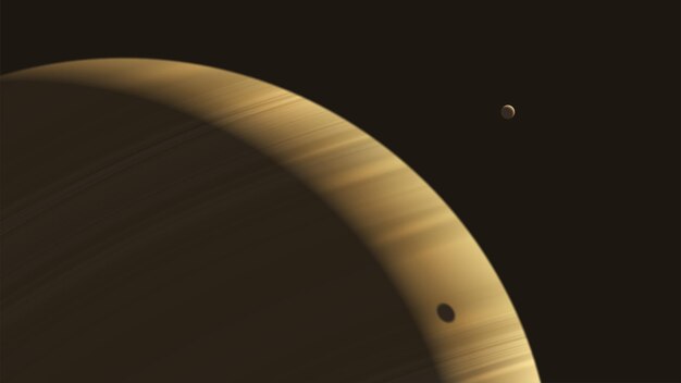 Wetenschapsvectorillustratie van een gigantische gasplaneet met zijn baan om de maan