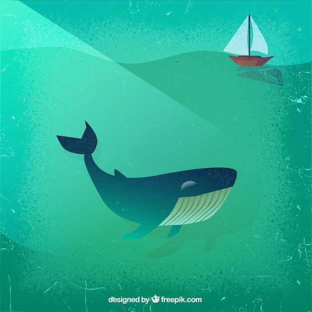 Gratis vector whale en boot