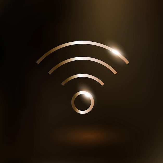 Gratis vector wifi internet vector technologie pictogram in goud paars op verloop achtergrond