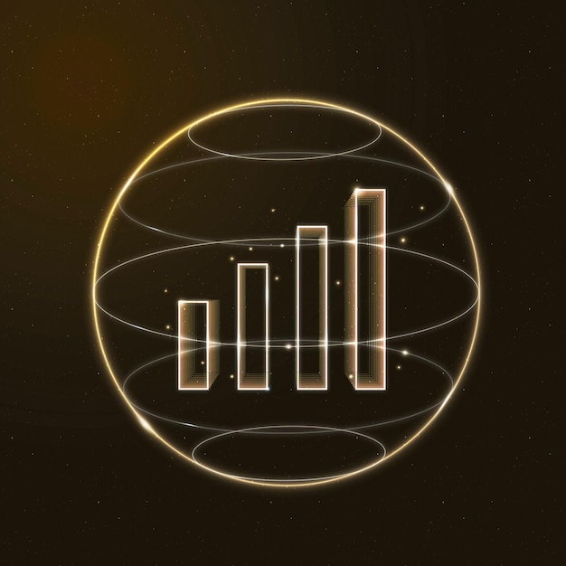 Wifi signaal communicatie technologie vector gouden pictogram met staafdiagram