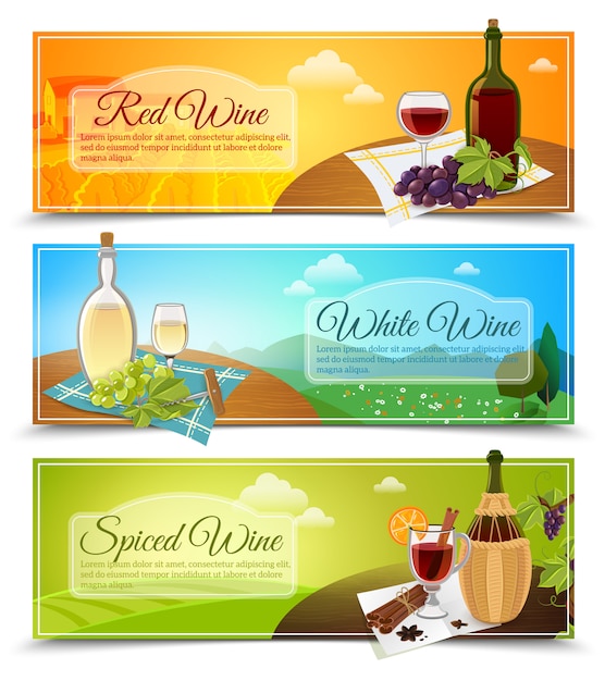 Gratis vector wijn banners set