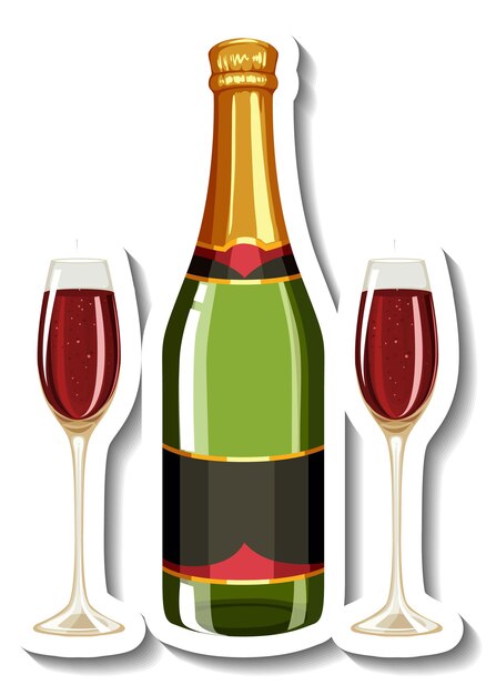 Wijn in glas en fles sticker