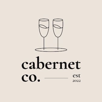 Wijnbar logo sjabloon met minimaal wijnglas