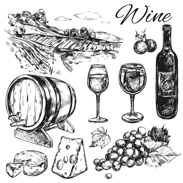 Gratis Vector wijngaardenset