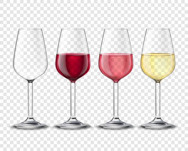 Gratis vector wijnglazen alcohol drankjes set transparante poster