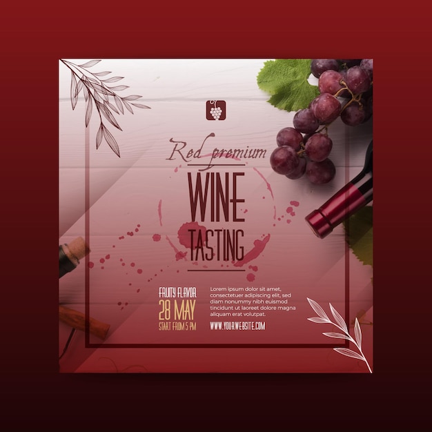 Gratis vector wijnproeverij vierkante sjabloon folder