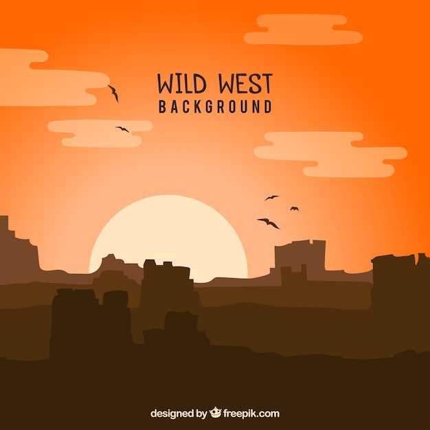 Wild west achtergrond met bergen en vogels