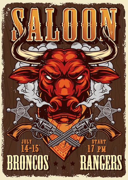 Wild west saloon reclame poster sjabloon