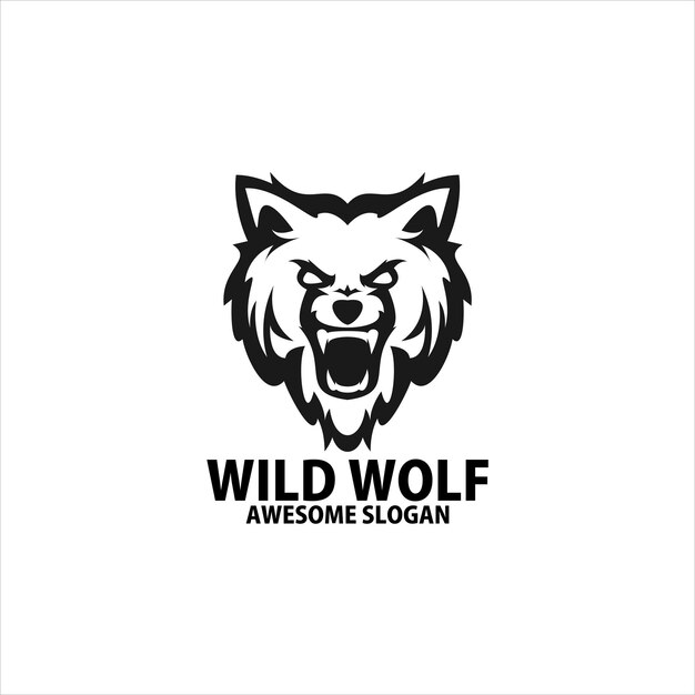 Wild wolf logo ontwerp lijntekeningen