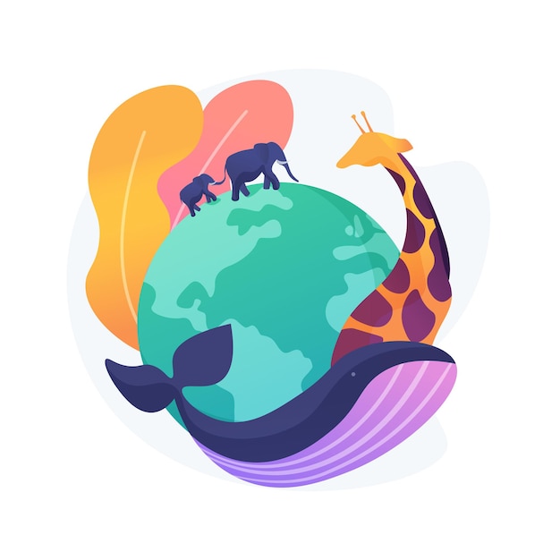 Wilde dieren bescherming abstract concept illustratie. Behoud van dieren in het wild, bescherming van de biodiversiteit, wilde dieren redden, populatiecontrole, voorkomen dat soorten uitsterven