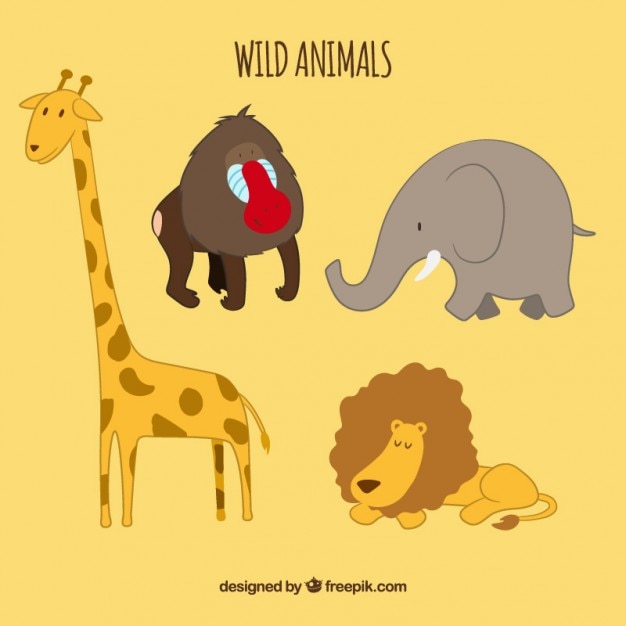 Gratis vector wilde dieren collection cartoon