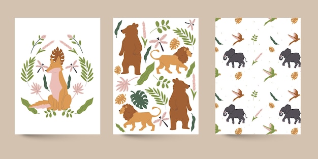 Gratis vector wilde dieren omvat collectie