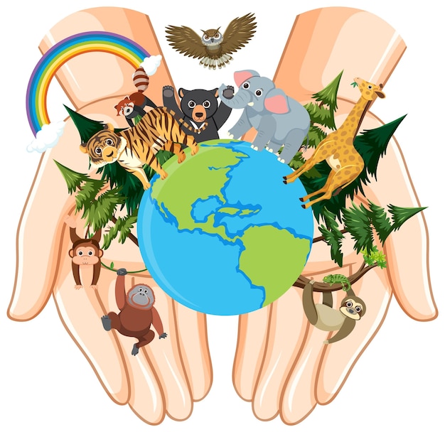 Gratis vector wilde dieren over de hele wereld