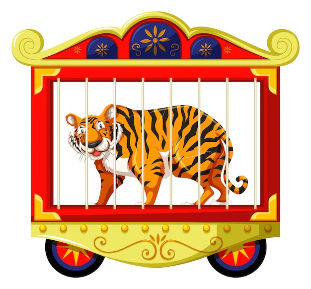 Gratis vector wilde tijger in de circuskooi