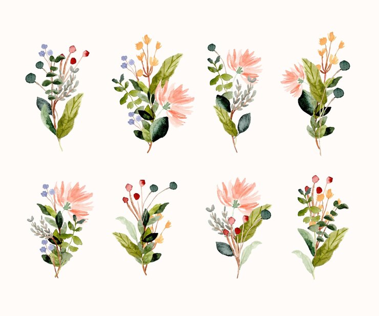 Gratis Vector wildflower boeket aquarel collectie