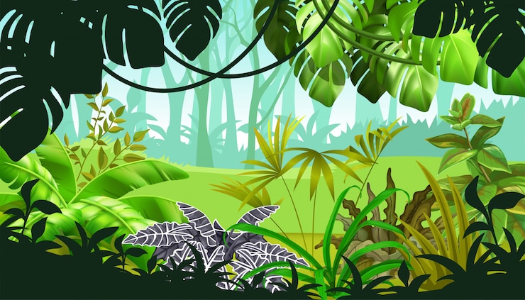 Gratis Vector wildlandschap met tropische planten