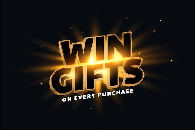 Gratis vector win geschenken promotionele achtergrond in gloeiende gouden stijl