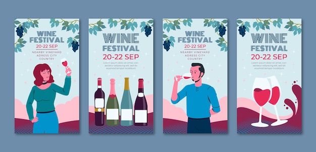 Gratis vector wine festival instagram verhalen sjabloon